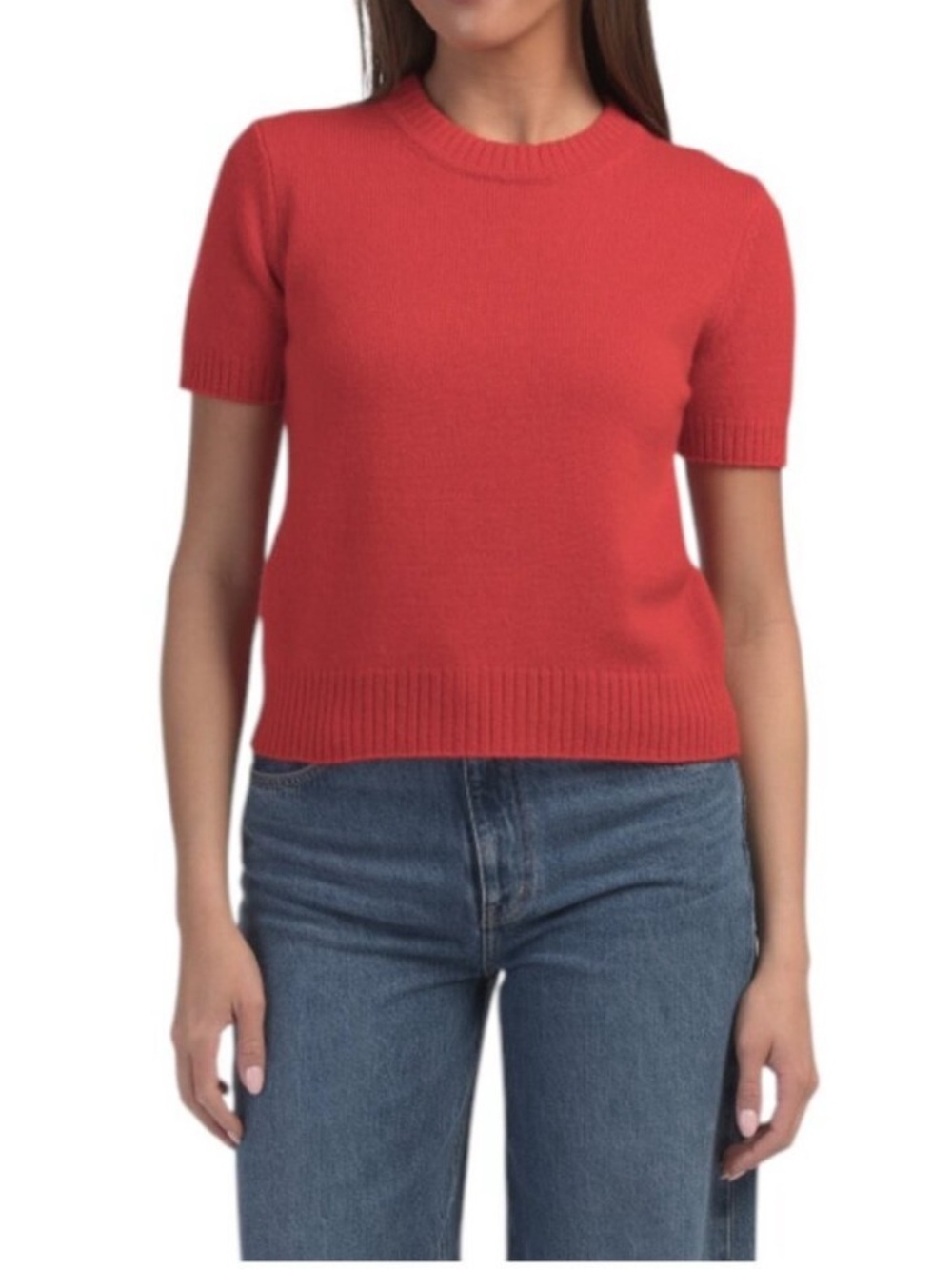 🔥JASON WU Cashmere Crew Neck Short Sleeve Pull Over Sweater